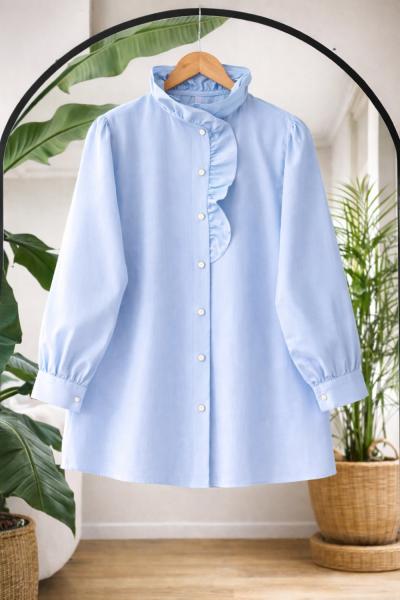 Yaka fırfırlı taş düğmeli tunik Bebemavı TB8064