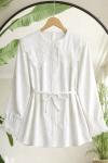 Yaka Kol Manşet Dantelli Gömlek Beyaz TB8081
