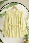 Yaka Kol Manşet Dantelli Gömlek Sarı TB8081