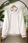 Yaka kol Nakış İşlemeli Gömlek Ekru QU30395