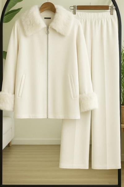 yaka Kol seyyar kürklü   Takım Ekru  EF8046