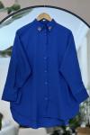 Yaka Taş işlemeli Gömlek  mavi NEW30306