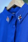 Yaka Taş işlemeli Gömlek  mavi NEW30306
