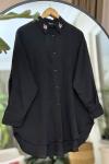 Yaka Taş işlemeli Gömlek  Siyah  NEW30306