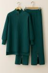 Yaka ve paça fermuarlı triko Takım Yeşil  NS9031