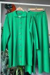 Yakalı düğmeli triko takım Yeşil TCN4021