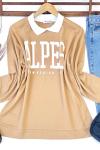 Yakalı sweatshirt  iki iplik Bej SLT3008