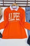Yakalı sweatshirt  iki iplik turuncu SLT3008