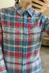 Yakası incili ekose tunik  1434
