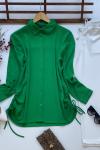 Yan bağcıklı bürümcük gömlek Yeşil ADY3075