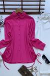 Yan bağcıklı bürümcük gömlek fuşya  ADY3075