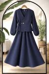 Yan bağlamalı yelek Bellastikli elbise Takım lacivert BK9548
