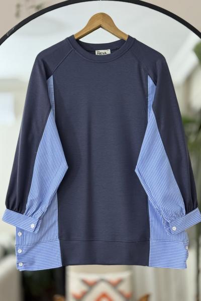 Yan düğmeli garnili  Oysh tunik Antrasit NV4529