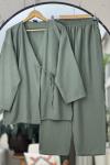 Yandan bağlamalı Kimona Takım  Yeşil NV4524