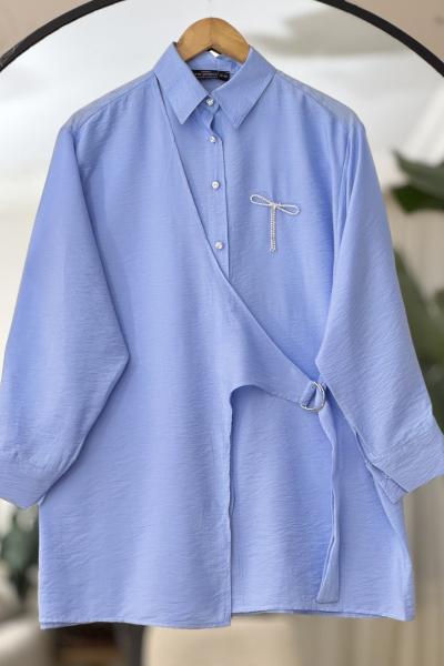 Yandan bağlama detaylı  Tokalı tunik Bebemavi NW6049