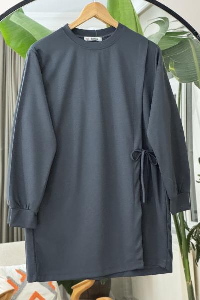 Yandan Bağlamalı yırtmaclı Tunik  Antrasit DS2057