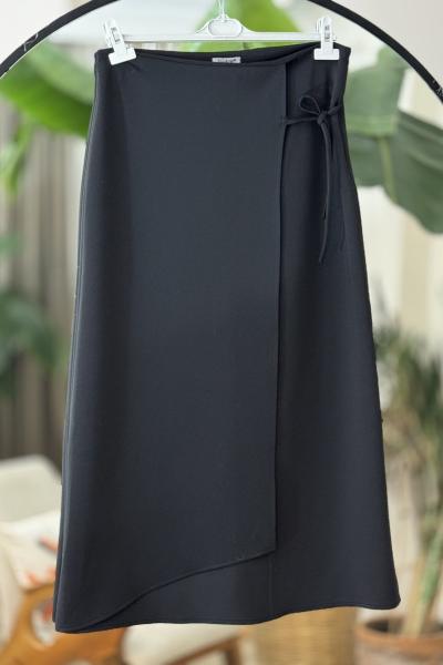 Yandan Bağlamalı Scuba Etek Siyah BK9527