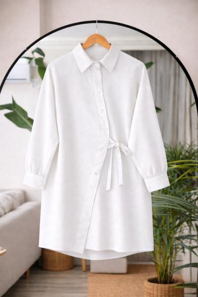 Yandan Bağlamalı tunik Beyaz BK9554