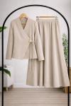Yandan bağlamalı ceket etekTakım bej TB30380