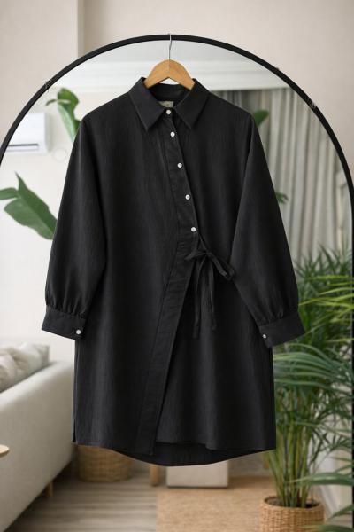 Yandan Bağlamalı tunik siyah BK9554