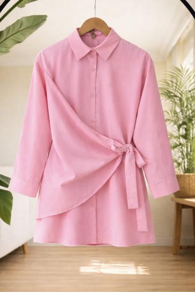 Yandan Bağlamalı tunik pembe SL30365