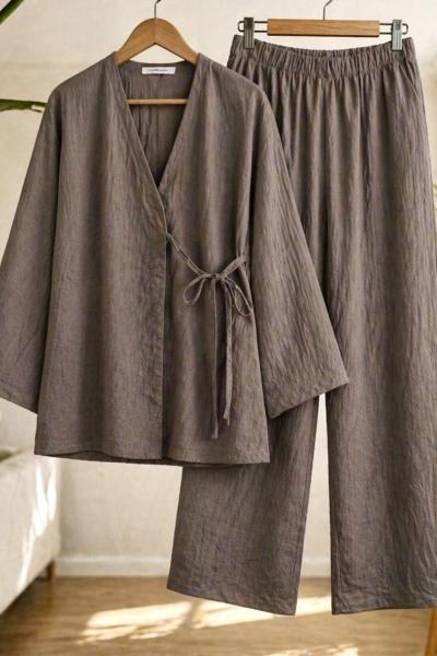 Yandan bağlamalı Kimona Takım Vizon NV4524