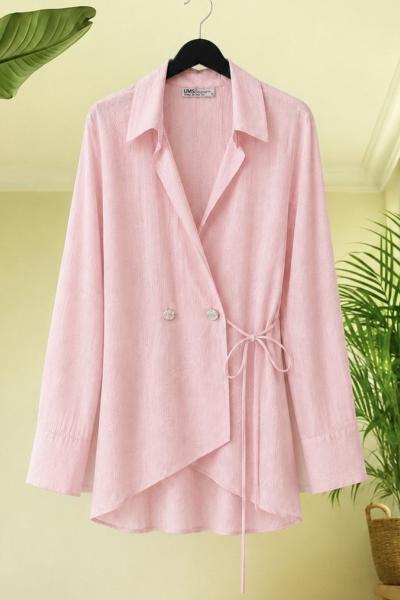 Yandan bağlamalı kimono Gömlek Pembe UMS50359