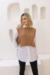 Yandan bağlamalı triko süveter camel  SLT30148