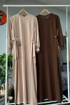 Yandan bağlamalı Rahat kalıp Elbise koyu Kahve TCN4072