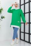Yandanbağlamalı etek detaylı tunik yeşil SLT3006