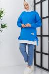 Yandanbağlamalı etek detaylı tunik Mavi   SLT3006