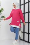 Yandanbağlamalı etek detaylı tunik Fuşya   SLT3006
