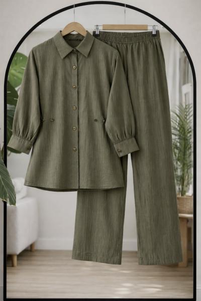 Yanlardan ayarlanabilir  düğmeli Takım  Haki TCN40162