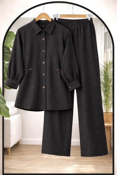 Yanlardan ayarlanabilir  düğmeli Takım Siyah  TCN40162