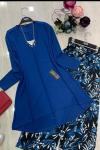 YAPRAK DESENLİ Kaşkorse kumaş ikili takım Mavi  UMS649
