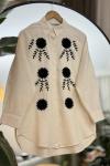Yaprak Nakış işleme Keten Gömlek Tunik SLT30282