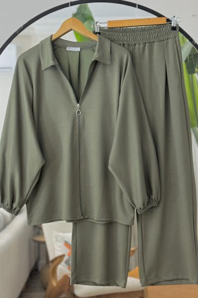 Yarasa kol  fermuarlı ikili Takım Yeşil UMS50326