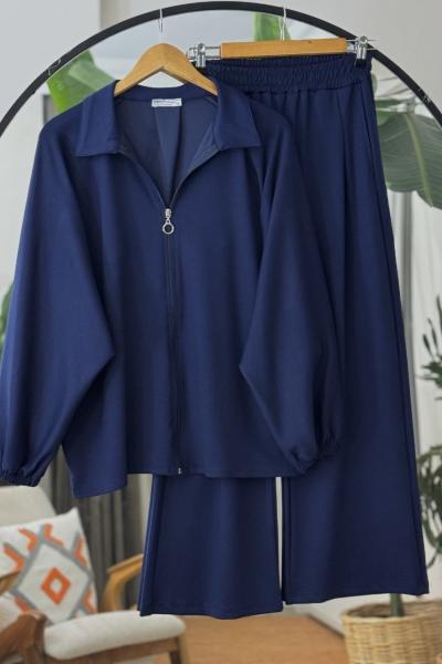 Yarasa kol  fermuarlı ikili Takım Lacivert UMS50326