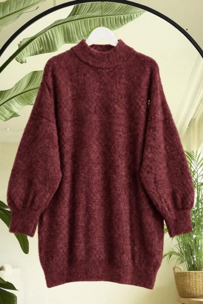 Yarım Balıkcı Triko tunik  Mürdüm SL17615