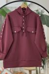 Yarım citcitli Kol küşgözü Detaylı Tunik Bordo TCN40122
