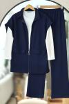 Yelekli  fermuarlı üçlü Takım indigo UMS50312