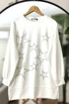 Yıldız Taş İşlemeli Oyso Tunik Beyaz NW6057