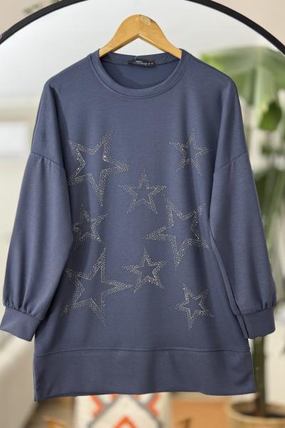 Yıldız Taş İşlemeli Oyso Tunik Antrasit NW6057