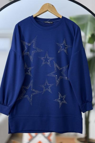 Yıldız Taş İşlemeli Oyso Tunik İndigo NW6057