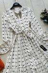 Yön baskılı poplin kumaş elbise beyaz UMS1624
