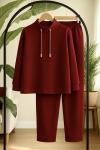 Yüksek yaka Zincir bağcıklı Takım Bordo TB8036