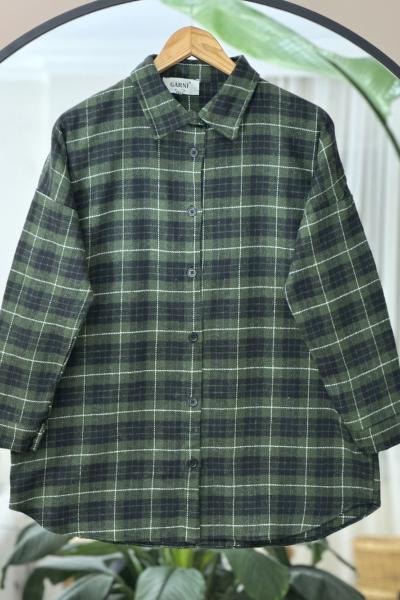 Yün Kaşmir kareli Gömlek Yeşil NEW6021