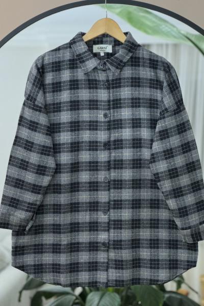 Yün Kaşmir kareli Gömlek antrasit NEW6021