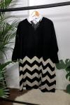 ZİKZAK DESEN DİK YAKA PANÇO NFS SİYAH