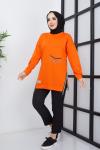 Zincir detatlı tunik Turuncu  SLT3012